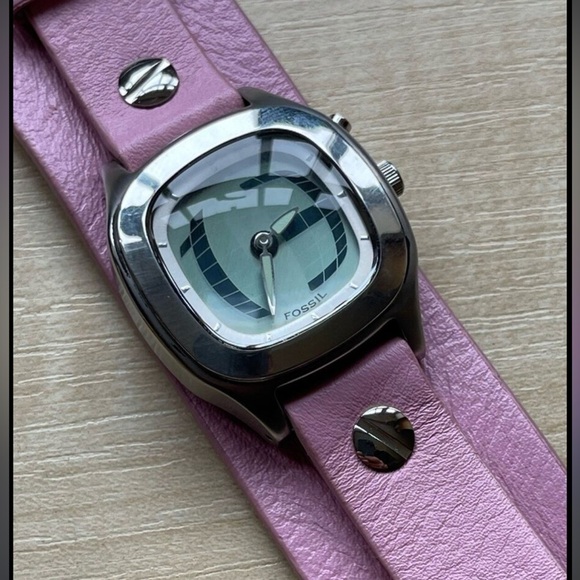 Vintage Fossil JR8295 Big Tic Watch Women Pink leather Band 32mm - Picture 3 of 8